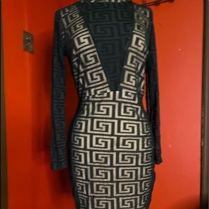 Sheer two-tone Printed BodyCon dress